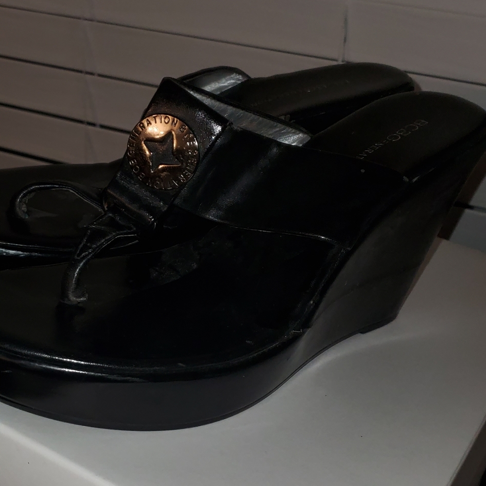 BCBG Black Wedges
